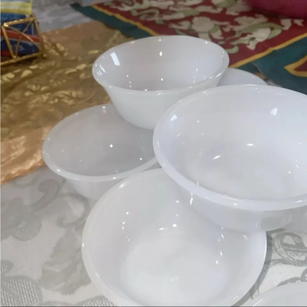 10‎ Vintage 6oz White Milk Glass Custard Cups Ramekins/ Fruit Bowls/ Prep Cups